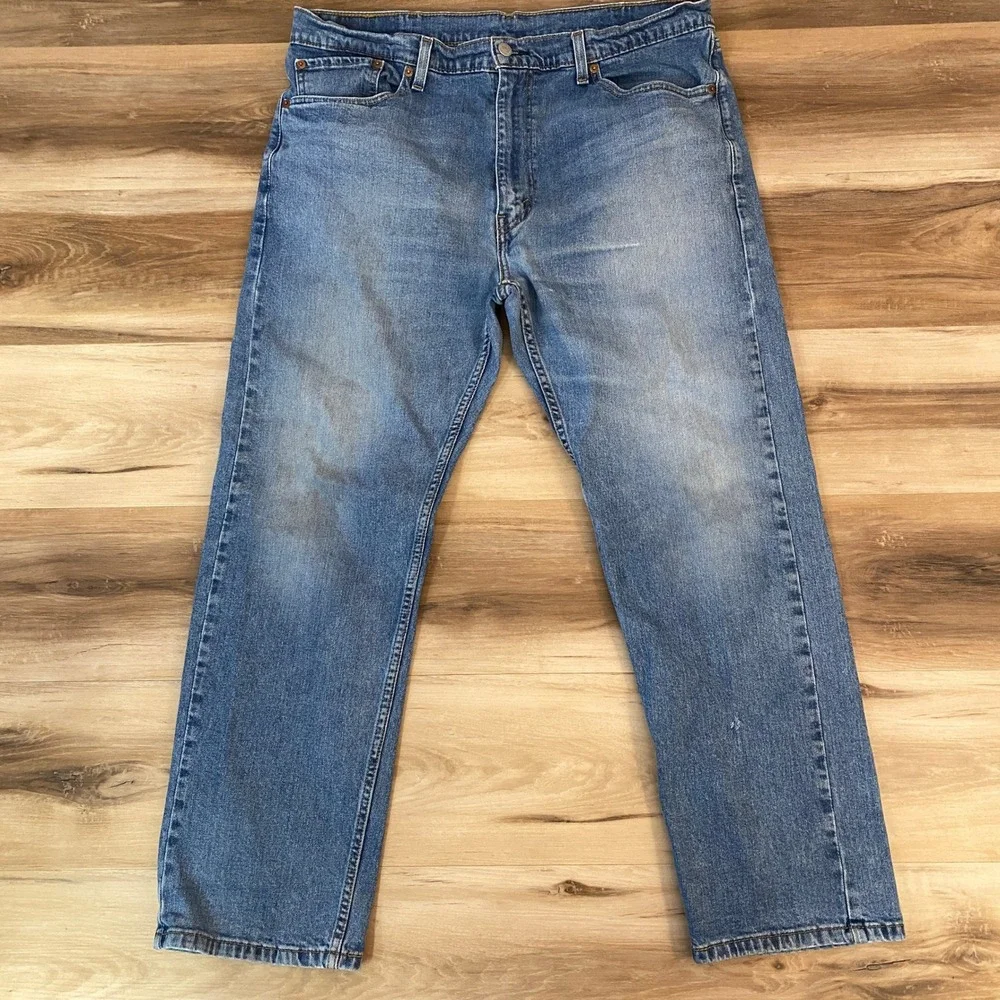 Levis 505 Regular Fit Blue Denim Jeans Mens 38x28 Medium Wash 00505-2103